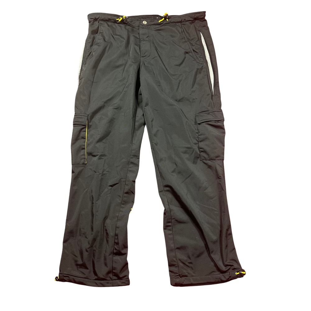 686 Snow Cargo Pants Mens Large Black Yellow Technical Outdoor Trousers
